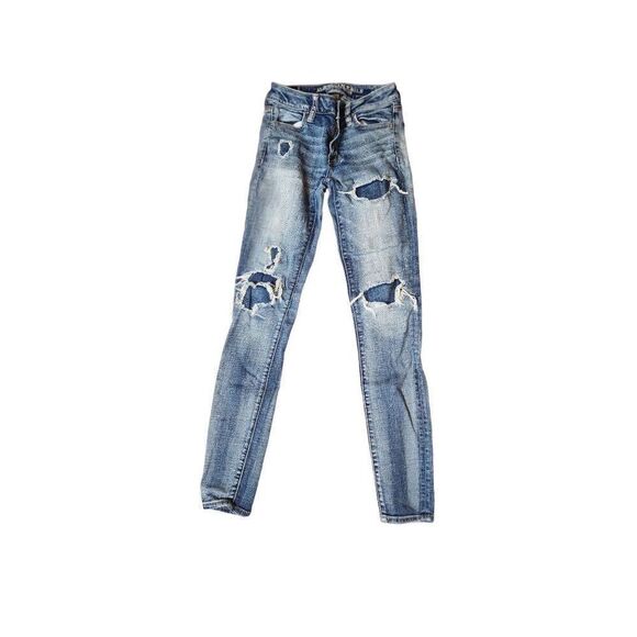American Eagle Distressed Jeggings Size 0L - Picture 1 of 10